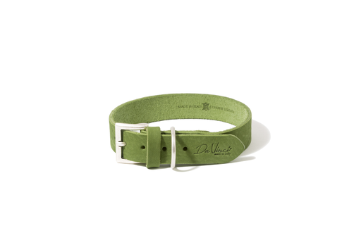 [DV30.2.50GR] LEO PET FATTED LEATHER COLLAR 50x3 CM GREEN