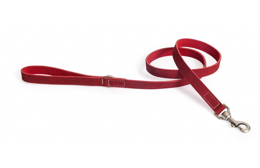 [DV30.4R] LEO PET FATTED LEATHER LEAD 120x2 CM RED