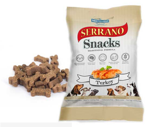 [H68173-2] SERRANO SNACK PERRO DE PAVO  (25UNID) 85GR