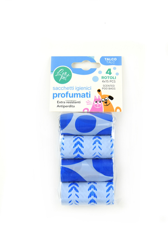 [IC525517] LEO PET BOLSAS HIGIÉNICAS DE COLORES AROMA DE TALCO 4 ROLLOS