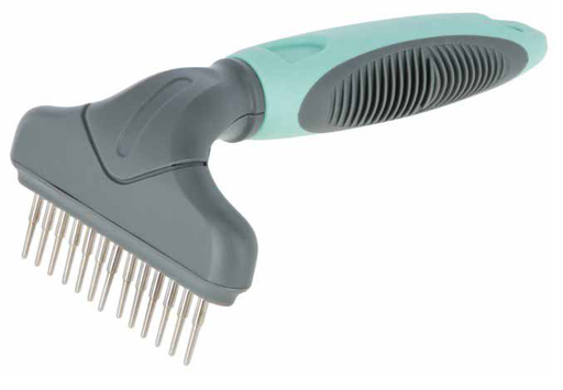 [K80062] LEO PET RASTRILLO DE UNA FILA CON DIENTES GIRATORIOS 15X9 CM