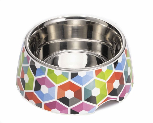 [CD527375] LEO PET BOL INOX, EXTERIOR MELAMINA HEXA - ANTIDESLIZANTE 400 ML Ø11,5CM