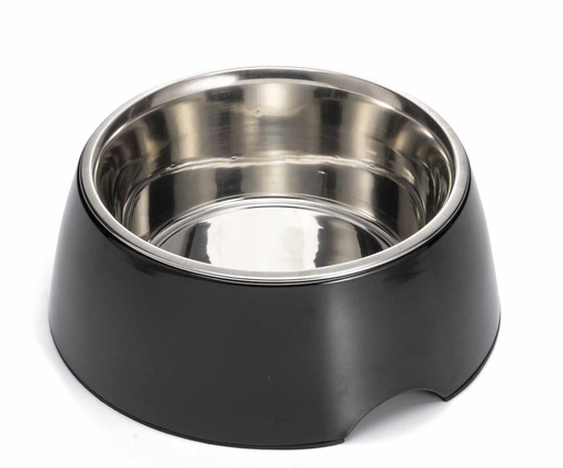 [CD527252] LEO PET BOL INOX, EXTERIOR MELAMINA NEGRO - ANTIDESLIZANTE 400 ML Ø11,5CM