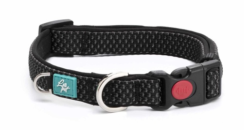 [D11014] LEO PET COLLAR DE NYLON IMPERMEABLE ADVENTURE "EAST" NEGRO M 30-45 CM NEGRO