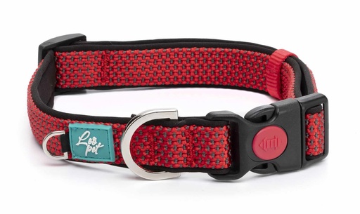 [D11043] LEO PET COLLAR DE NYLON IMPERMEABLE ADVENTURE "EAST" ROJO L 35-55 CM