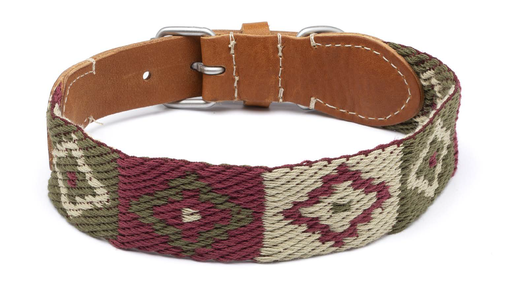 [DV37.45] LEO PET COLLAR DE CINTA ESTAMPADO ROMBOS BASE VERDE 45X3.5CM 