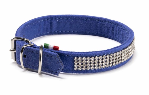 [SB003B] LEO PET CUELLO DE ANTE CON STRASS TRANSPARENTE COLOR AZUL 2X35