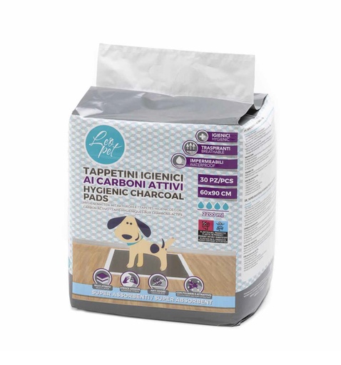 [TACA609030] LEO PET EMPAPADORES CON CARBÓN ACTIVO Y TIRA ADHESIVA 60x90 (30 UND.)