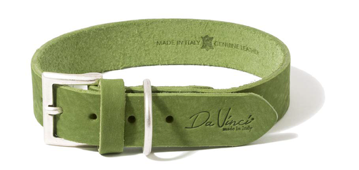 [DV30.2.55GR] LEO PET FATTED LEATHER COLLAR 55x3 CM GREEN