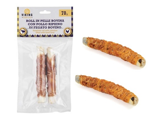 [VK0224] LEO PET SNACK ROLLO DE POLLO E HÍGADO 14CM (10 UND.)