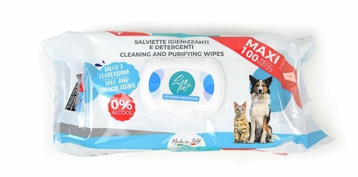 [ST010TC] LEO PET TOALLITAS LIMPIADORAS Y PURIFICANTES CON TALCO Y CLORHEXIDINA 100 UDS.