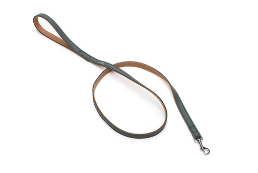 [DV49120GR] LEO PET CORREA DE CUERO BICOLOR VERDE BOSQUE Y MARRÓN CLARO 120X1.5CM