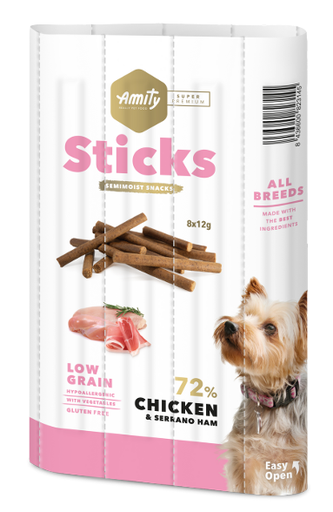 [40PE000096.0001.0624] AMITY STICKS POLLO & JAMÓN 96GR  