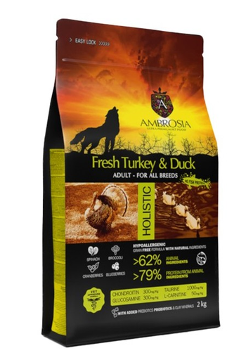 [5214000583806] AMBROSIA DOG PAVO FRESCO & PATO 12KG