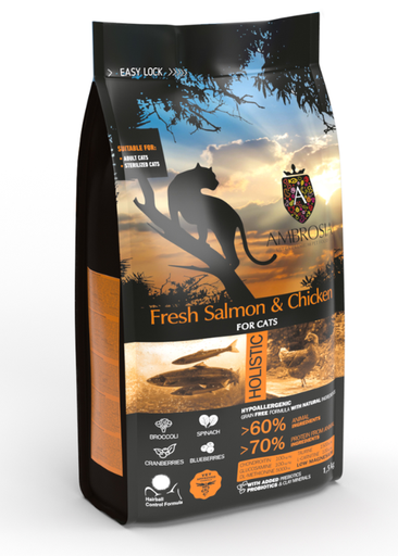 [5214001832323] AMBROSIA CAT ADULT SALMÓN FRESCO & POLLO 1,5KG