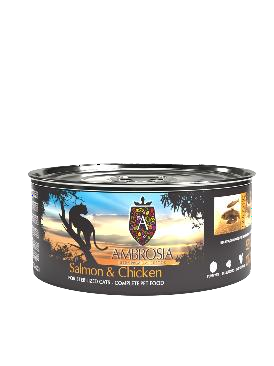 [5214001832668] AMBROSIA CAT STERILIZED LATA SALMÓN & POLLO 150GR 