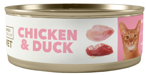 [31GA000100.0001.0276] AMITY LATA LOW GRAIN CAT ADULT POLLO & PATO 100GR (24 UND.)  