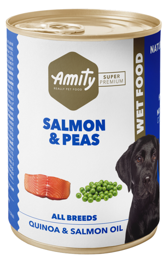[31PE000400.005.0162] AMITY LATA LOW GRAIN DOG SALMÓN & GUISANTES 400GR (24 UND.)  