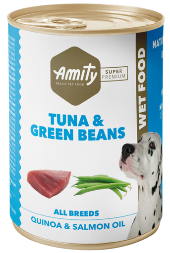 [31PE000400.006.0163] AMITY LATA LOW GRAIN DOG ATÚN & JUDÍAS VERDES 400GR (24 UND.)