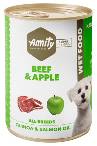 [31PE000400.001.0158] AMITY LATA LOW GRAIN DOG TERNERA & MANZANA 400GR (24 UND.) 