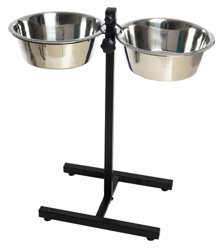[CD358891] LEO PET SOPORTE EN FORMA DE H CON 2 CUENCOS 4000ML DE ACERO INOXIDABLE 65CM DE ALTURA 